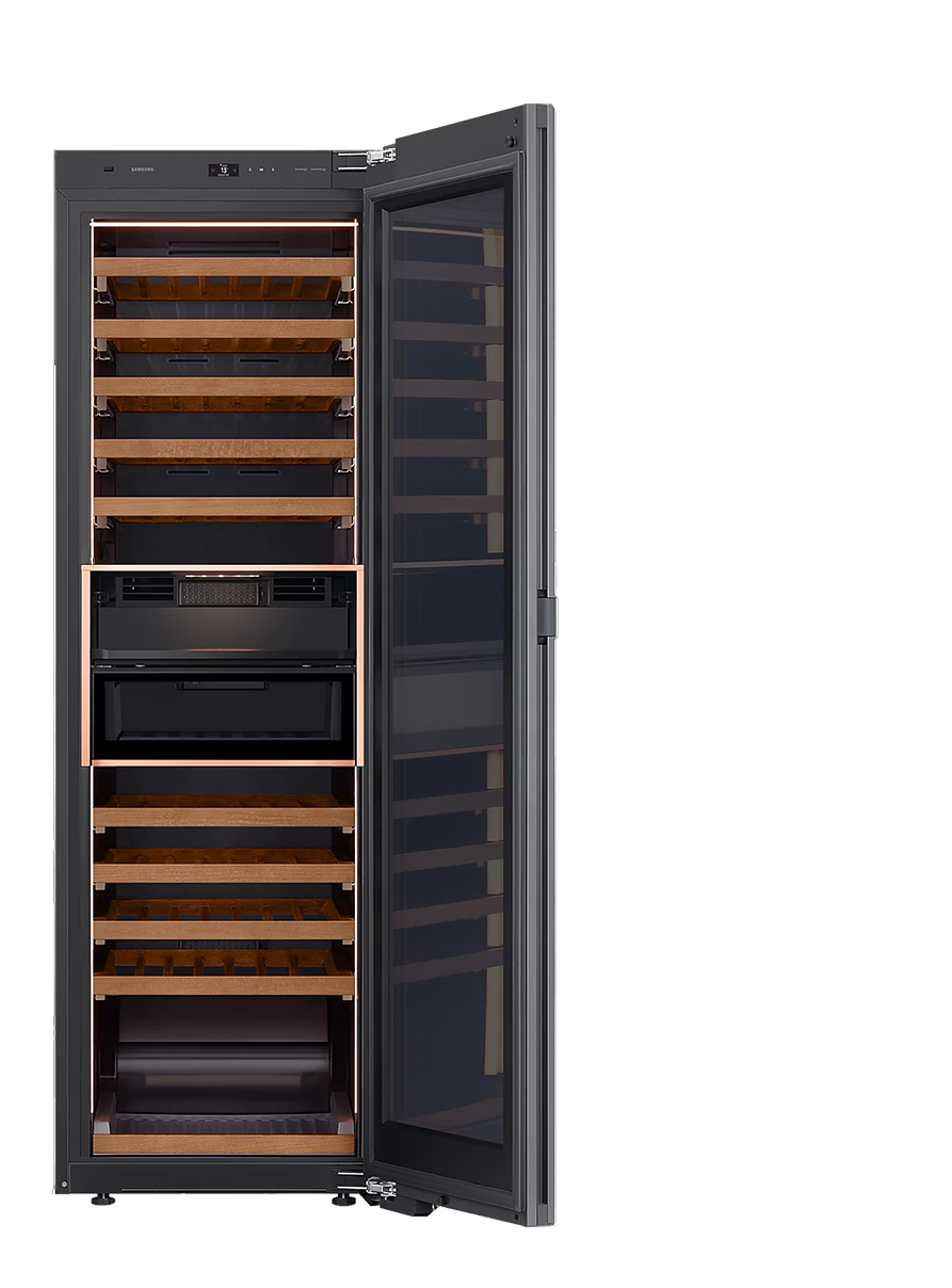 Der Samsung RW33B99C5TF/EF Weinkühlschrank geöffnet