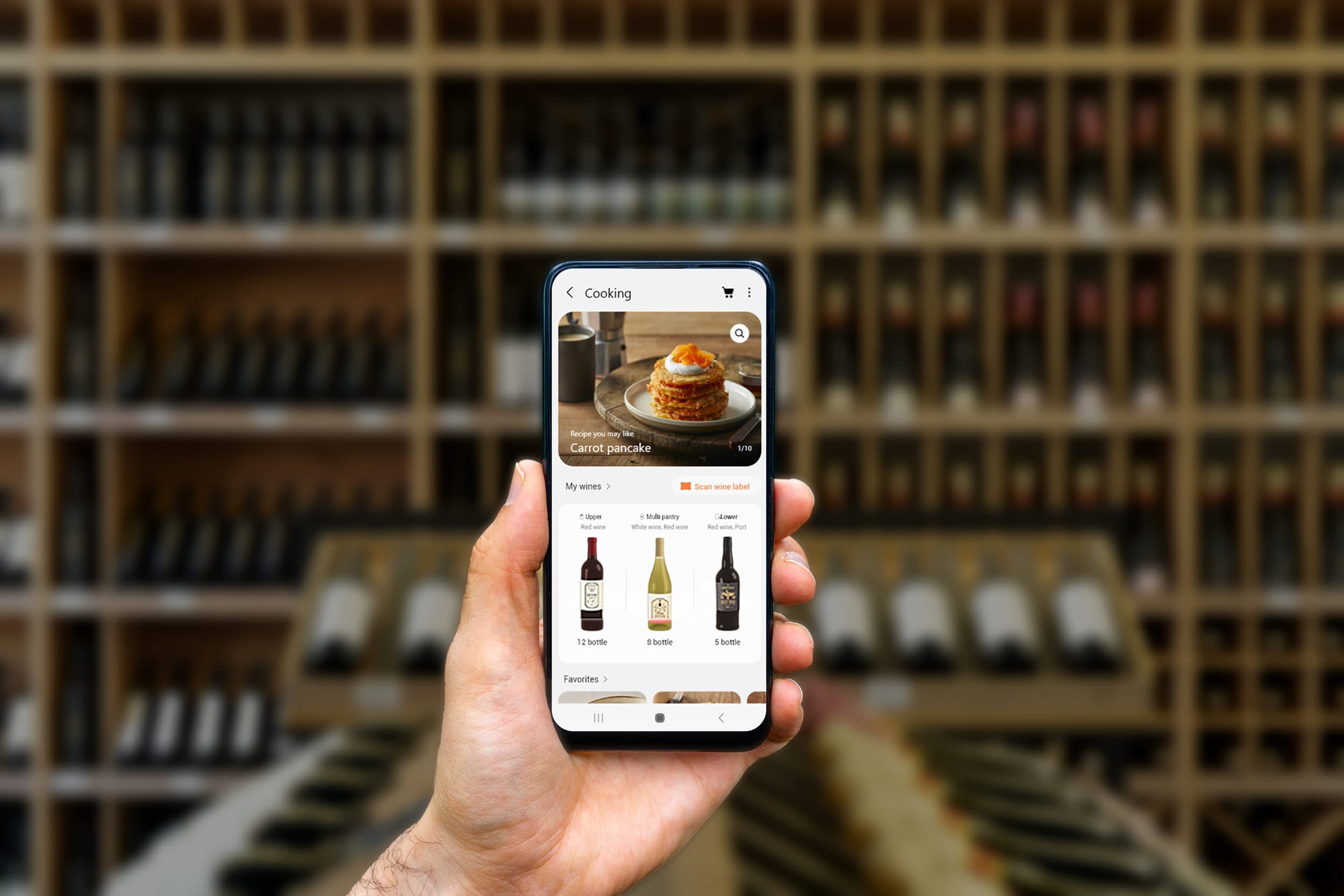 Smartphone mit der SmartThings App für den SAMSUNG RW33B99C5TF/EF Weinkühlschrank